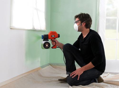 Покраска фасада дома краскопультом. Подготовка краски, потолка, плинтуса, пола